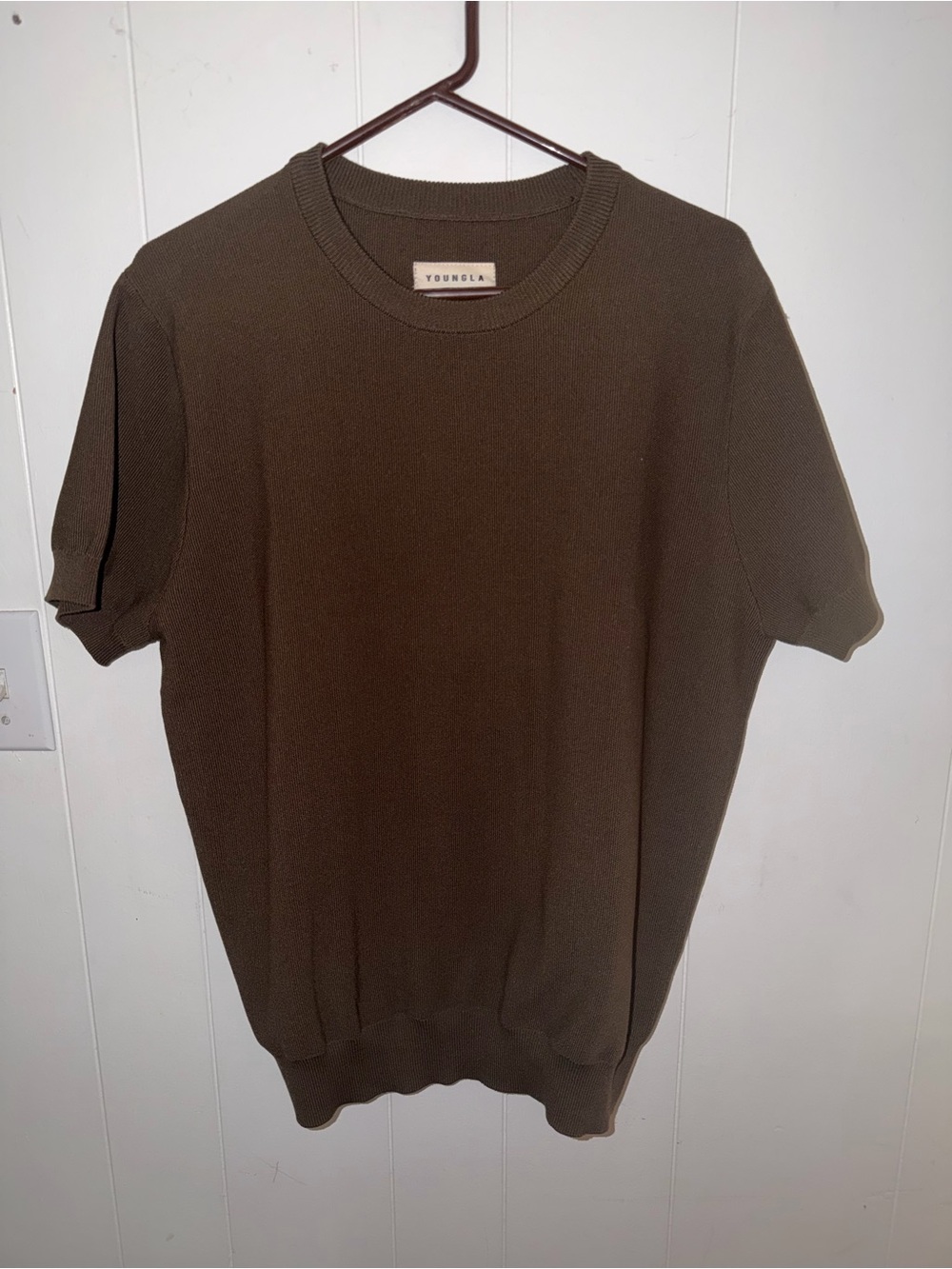 YoungLA Men's Dark Brown Short-Sleeve Crewneck Knit